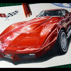 1977 Chevrolet Corvette C3 Artwork Drawing - The Cartist