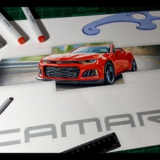 Chevrolet Camaro ZL1 Logo Artwork Drawing - The Cartist