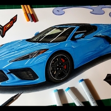 2020 Chevrolet Corvette Stingray Artwork Drawing - The Cartist