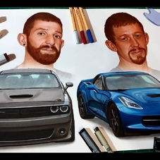 Dodge Challenger and Chevrolet Corvette Portraits - The Cartist