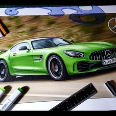 2018 Mercedes Benz AMG GT R Artwork Drawing - The Cartist