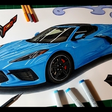 2020 Chevrolet Corvette Stingray Artwork Drawing - The Cartist