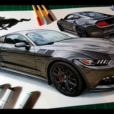 2016 Ford Mustang GT Artwork Drawing - The Cartist