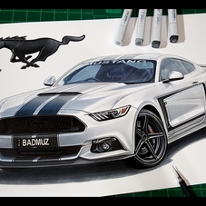 2017 Ford Mustang GT Fastback Artwork Drawing - The Cartist