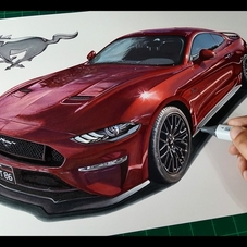 MY18 Ford Mustang GT Artwork Drawing - The Cartist