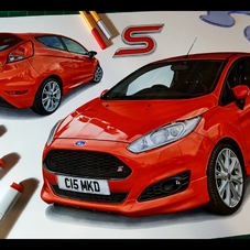 2015 Ford Fiesta Zetec S MK7.5 Artwork Drawing - The Cartist