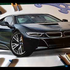 2020 BMW i8 Coupe Artwork Drawing - The Cartist