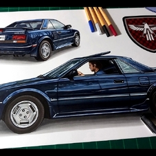 1987 Toyota MR2 Drawing Artwork - The Cartist